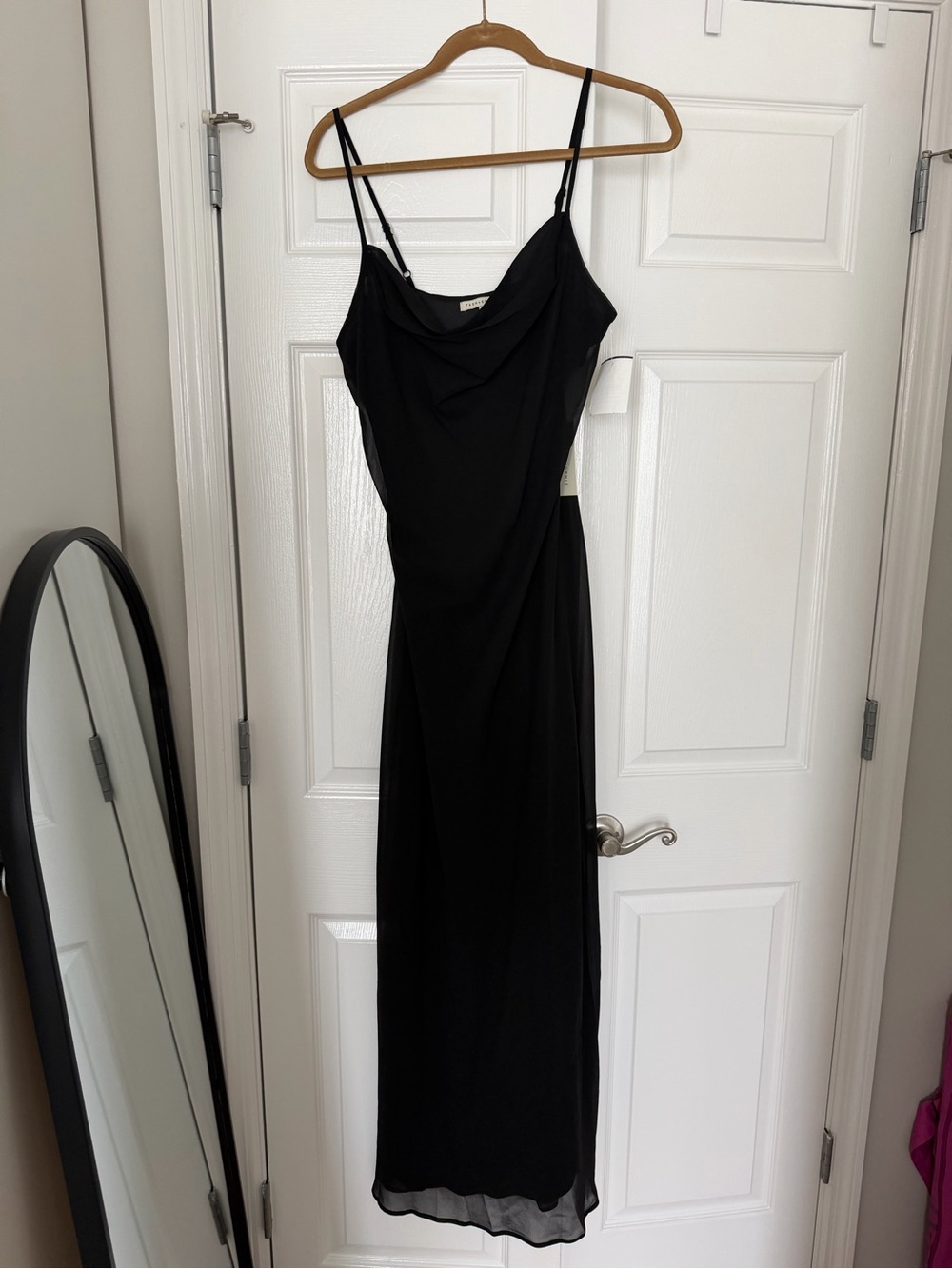 Black Cowl Neck Maxi Slip Dress